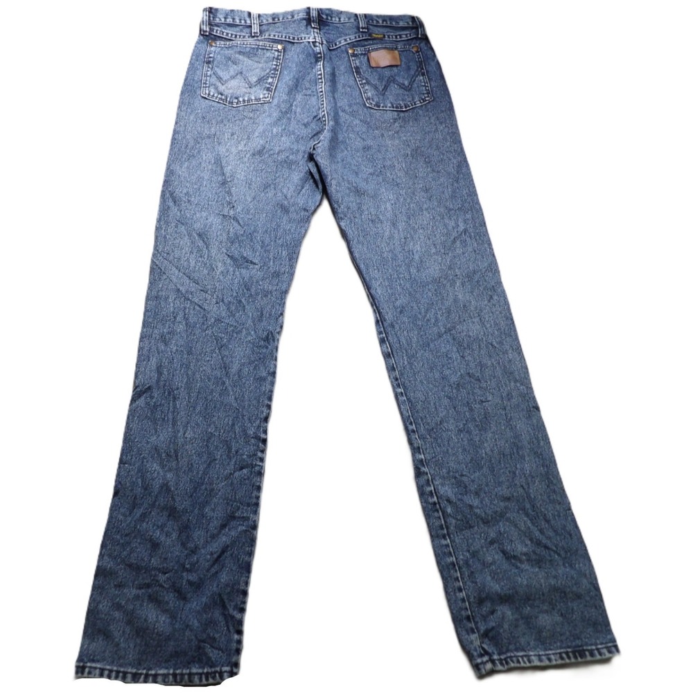 VTG 80s Wrangler 13MWZ Cowboy Cut Acid Wash Denim Jeans Men W36x36 Blue USA Made